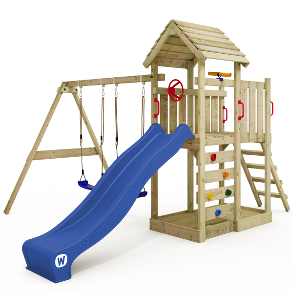 Parque Infantil Wickey MultiFlyer com Telhado de Madeira